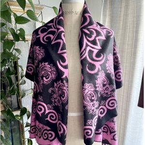Pashmina Cashmere Reversible Wrap Shawl Cape Pink Purple Paisley One Size